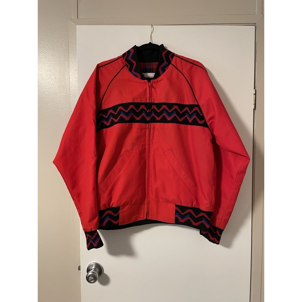 Diamond Denim & Leather Vintage USA Made Red Western Wear Bomber Medium Retro